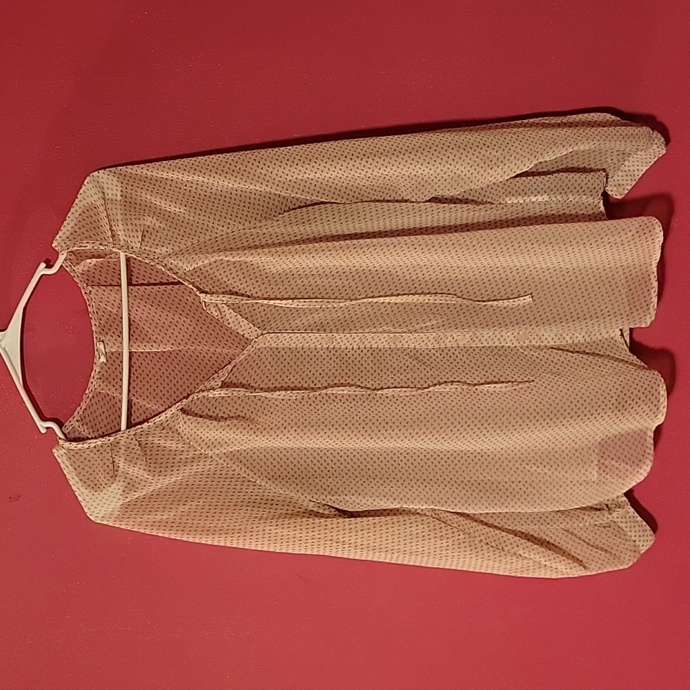 Old Navy Pink Sheer Peasant Style Button Down Shirt sz L